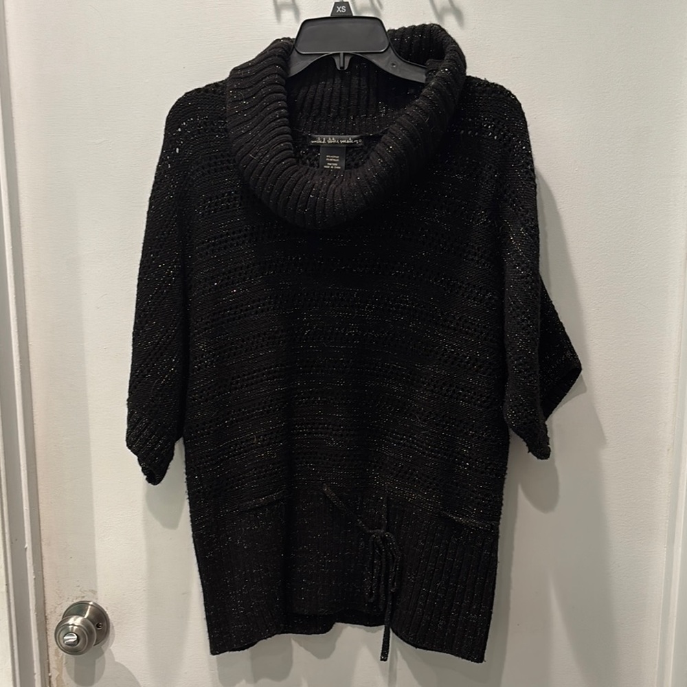 Black Glittery Cowl Neck Sweater
